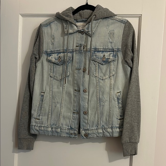 Ardene S Gray Hoodie Jean Jacket - Picture 1 of 3